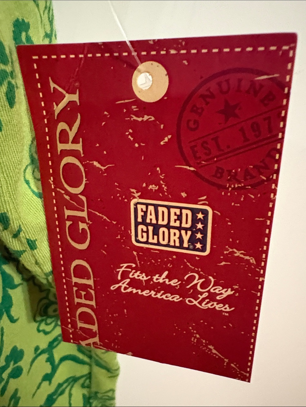 Faded Glory Lime Green Paisley/Floral Square-Neck Top - Picture 2 of 6